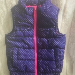 Polka Dot Puffer Vest with Pink Zipper